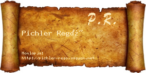 Pichler Regő névjegykártya